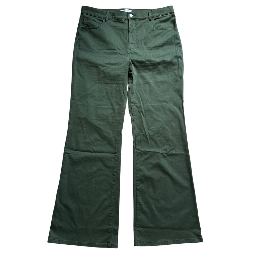 Ann Taylor Weekend High Rise Flare Leg Pants Army Olive Green Women’s Size 14